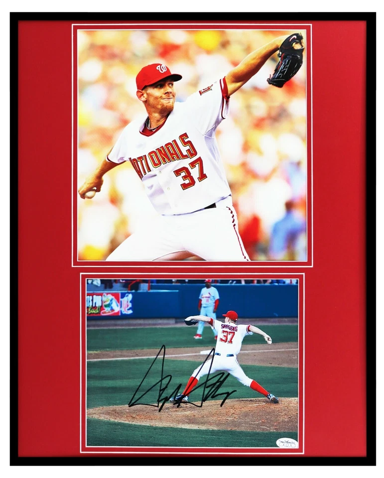 Stephen Strasburg Signed Framed 16x20 Photo Set JSA Nationals - Image 1 of 2