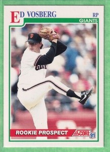 1991 Score #757 Ed Vosberg San Francisco Giants Rookie Prospect