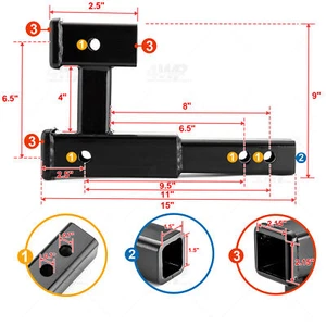 5000LB Truck Dual 2" Trailer Hitch Receiver Rise-Drop Adapter Extender Tow Steel - Picture 1 of 9
