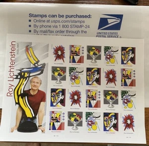 New! 2023 Scott #5792-96 Roy Lichtenstein-Sheet of 20 Stamps-MNH - Picture 1 of 2
