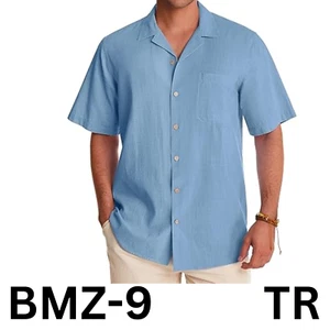 Alimens & Gentle Mens Linen Shirts Short Sleeve Button Down Cotton Shirts, 4X - Picture 1 of 7