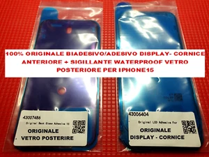 100% ORIGINALE ADESIVO DISPLAY IPHONE 15 - ANTERIORE + ADESIVO VETRO POSTERIORE - Foto 1 di 4