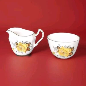 Milchkännchen & Zuckerdose Royal Windsor Fine Bone China gelbe Rosen Made in England - Bild 1 von 7