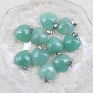 Colgantes de cuentas de corazón de 16 mm de piedra de aventurina verde natural 100 un. para hacer joyas - Imagen 1 de 6