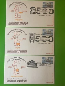 L@@K PUERTO RICO STAMPS LOT 9 COVERS “FIRST DAY” DISCOVERY 500TH ALL SET - Picture 1 of 3