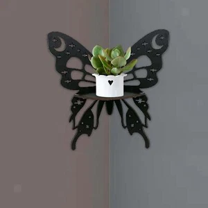 Butterfly Corner Shelf Wall Art Decor Wall Shelf for Farmhouse Dorm Office - Picture 1 of 5