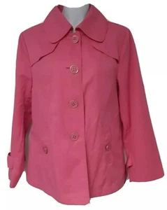 Chaqueta Clásica Para Mujer Talla L Rosa Ligera Forrada Botones Bolsillos WORTHINGTON - Imagen 1 de 8