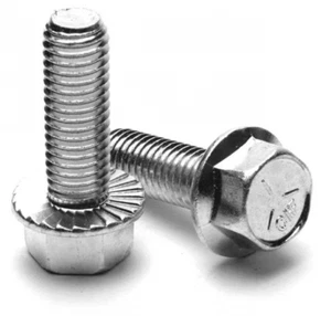 Perno de tornillo brida de cabeza hexagonal serrada de 1/4-20 x 1 pulgada, grado 5, chapado en zinc - Imagen 1 de 3
