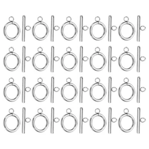14mm/0.55" Dia Toggle Clasp, 20Set 304 Stainless Steel Round Clasp&T-Bar, Silver - Picture 1 of 6