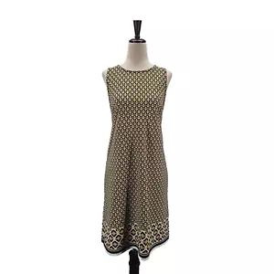 Banana Republic Dress Womens Size Medium Yellow Black Geometric Sleeveless Shift - Picture 1 of 11
