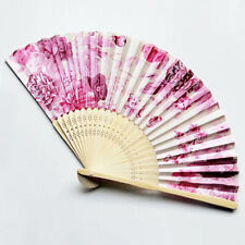 Silk Fan Chinese Japanese Style Folding Home Decoration Vintage Art Craft Gi ❤TH