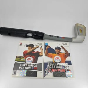 Tiger Woods PGA Tour Wii Golf Lot Bundle Foam Club Controller + 2 Games 08 09 - Picture 1 of 11