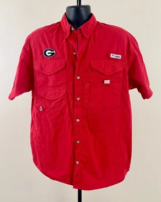 Camisa de pesca GEORGIA BULLDOGS COLUMBIA PFG para hombre grande roja ventilada manga corta Foto 1 de 4