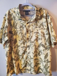 ExOffico Mens Hawaiian Floral Vented Shirt Yellow Size Medium - Picture 1 of 5