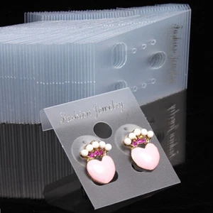 100X.Clear Professional Type Plastic Earring Studs Holder Display Hang Cards _f6 - Picture 1 of 11