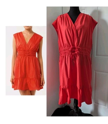 Nicole Miller 纽约连衣裙全新带标签,尺寸 3X 全新带标签红色人造裹身口袋弹性腰围 — 第 1/4 张图片