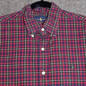Ralph Lauren Plaid Button Front Polo Shirt Long Sleeve Men's Size Medium - Picture 1 of 9