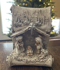 Weihnachtskrippe Harz Set einteilig Tischplatte Mantel Regal Urlaub Jesus - Bild 1 von 8