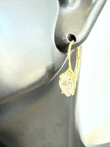 ❤️14k Yellow Gold Marquis Cubic Zirconia Leverback Drop Earrings 2.1g (3040) - Picture 1 of 5