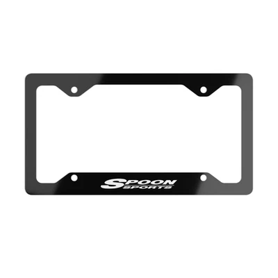 Spoon Sports License Plate Frame - Black Aluminum Metal, Universal Fit for Cars - Изображение 1 из 3