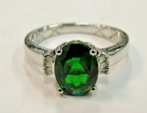 Russischer Diopsid Diamant Akzent Platin/Sterlingsilber Ring Größe 5,0 HH839 - Bild 1 von 3