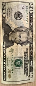 2017 A $20 Dollar Fancy Serial Number Birthday Note Sep. 01, 1995/ 09 Jan 1995 - Picture 1 of 2