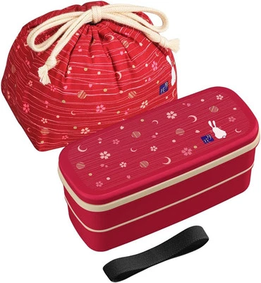 OSK Japanese Traditional Rabbit Moon Bento Box Set PW-28C Red Japan  - Image 1 of 4