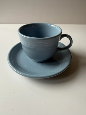 Винтажная синяя чашка и блюдце Fiesta Ware HLC Periwinkle снятый с производства цвет - Изображение 1 из 4