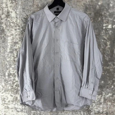 Pierre Cardin Sz L 16-16.5 32/33 Slim Fit Cotton Blend Casual Button Shirt Gray - Image 1 of 4