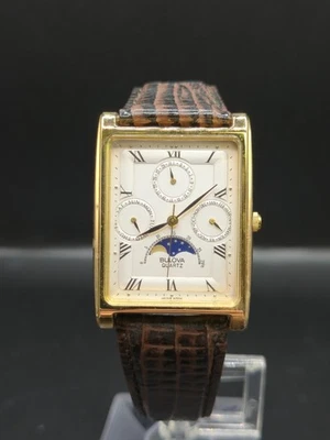 RUNNING Rare Vintage Bulova T1 Moon Phase Calendar Quartz Watch, New Battery - Image 1 of 4