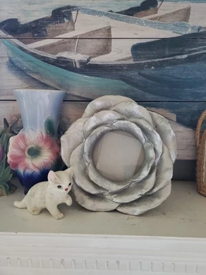 银玫瑰花形树脂相框,破旧别致,小屋,可爱 — 第 1/4 张图片