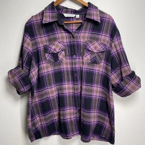 Great Northwest Clothing Company Damen 2XL lila kariertes Hemd mit Knopfleiste Baumwolle - Bild 1 von 11