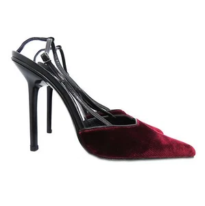 Diego Dolcini Bordeaux Velvet Pointed Toe Slingback Stiletto Heels Size 36 NEW - Picture 1 of 1