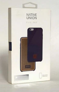 NEW Native Union CLIC 360 Case for iPhone 7+ 6 PLUS Navy Blue Millerain Canvas - Picture 1 of 4