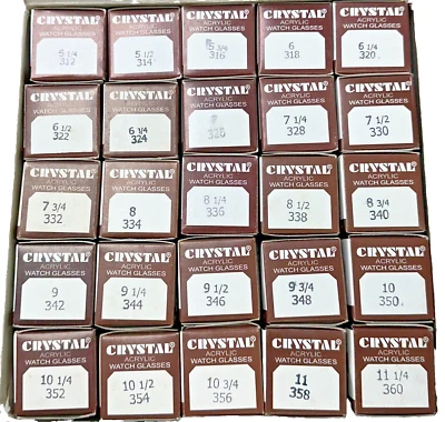 Surtido de cristales de reloj, 250 piezas gafas de plástico, cúpula baja de 31,2 mm a 36,0 mm Foto 1 de 4