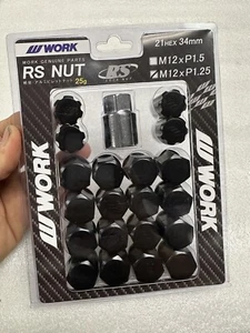 Work Wheels RS Black 12x1.25 lightweight lug nuts pack of 20 34mm 25g ship today - Bild 1 von 5