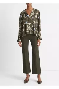 NWT $425 VINCE Bellflower Silk Draped Tie-Neck Blouse V012012941 M Eden - Picture 1 of 11