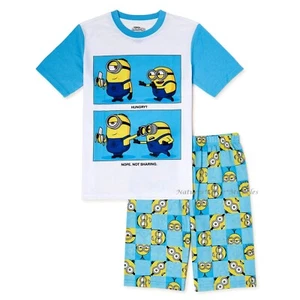 Minions Pajamas Size 4 5 6 7 8 Boys Girl Shorts Shirt Set Summer Rise of Gru NWT - Picture 1 of 3