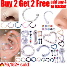 Surgical Steel Helix Tragus Daith Stud Ring Nose Ring Stud Belly Bar Piercing
