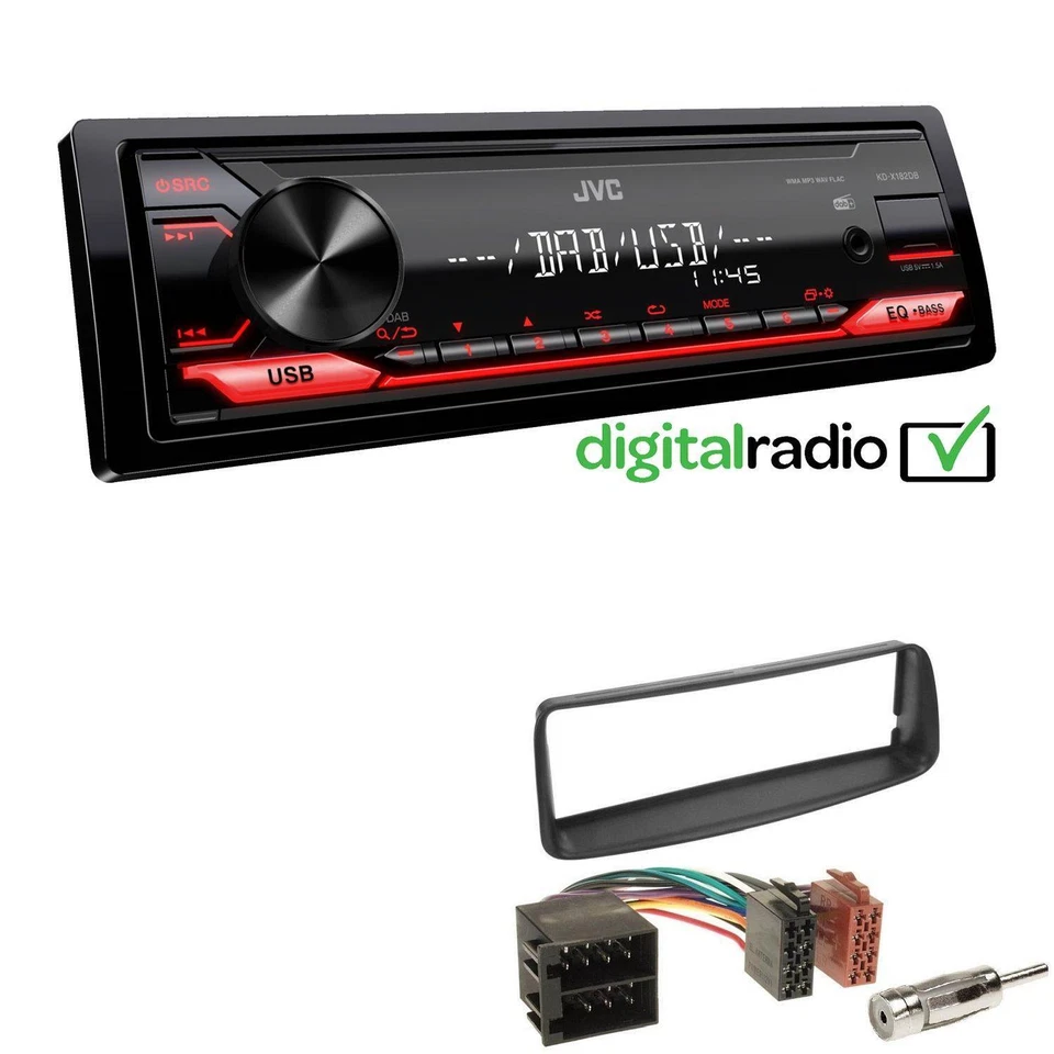 JVC KD-X182DB MP3 DAB USB 1-DIN Autoradio für Peugeot 206 206CC 1998-2007