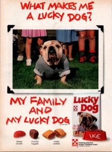 PURINA LUCKY DOG Bulldog Ad Family Kids Humor 1988 Family Circle - Picture 1 of 1