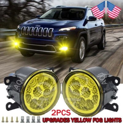 For 2014 2015 2016-2018 Jeep Cherokee 9*led yellow Fog Lights Lamp Replacement - Imagem 1 de 4