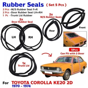 Weatherstrip Rubber Seal Set For 1970-74 Toyota Corolla E20 KE20 TE20 Sedan 2D - Picture 1 of 9