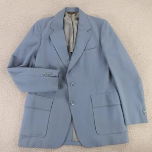 VINTAGE Palm Beach Jacket M MT Blue Polyester Blazer Patch Pockets 40L - Picture 1 of 17