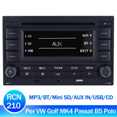 Autoradio RCN210 con Bluetooth CD SD USB AUX per VW Golf MK4 Passat B5 Old Polo - Immagine 1 di 4