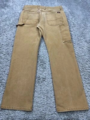 Vtg Dickies Carpenter Pants Men 34x32 Brown Duck Canvas Relaxed Fit Workwear 90s - Image 1 of 4
