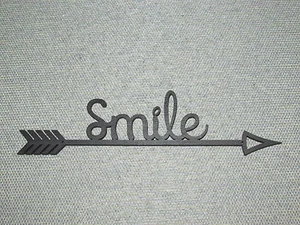 Wood Smile Word Arrow Wood Wall Sign Home Decor  - Picture 1 of 2