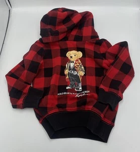 Polo Bear Polo Ralph Lauren Kids Youth Buffalo Check Hoodie 4 - Picture 1 of 5