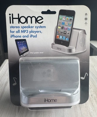 iHome iHM16 стерео акустическая система новый в упаковке для MP3-плеера iPhone iPad серебро 2011 - Изображение 1 из 4