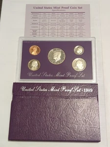 1989 S USA Mint Proof Coin Set With COA In OGP - Bild 1 von 2